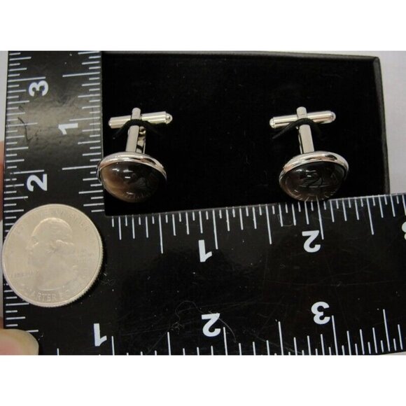 BachRach Silver Tone Cufflinks Round In Original Box - Picture 12 of 16